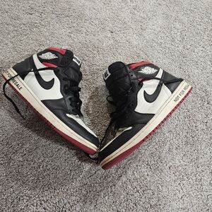 Black and Red High-Top Jordan 1 Sneakers